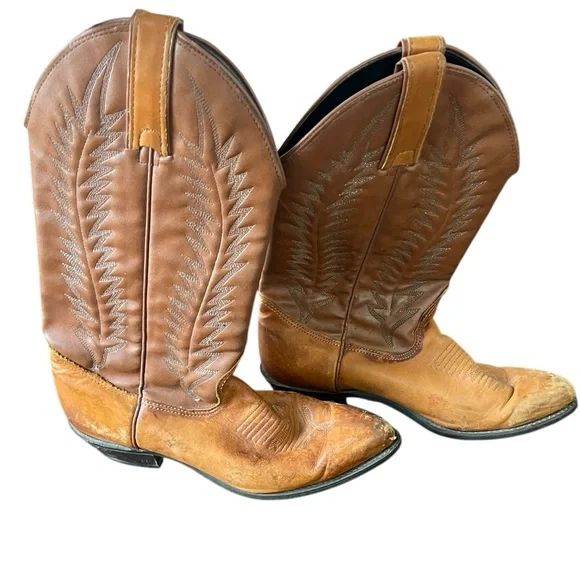 Texas leather leather cowboy boots size 7 - Picture 1 of 7